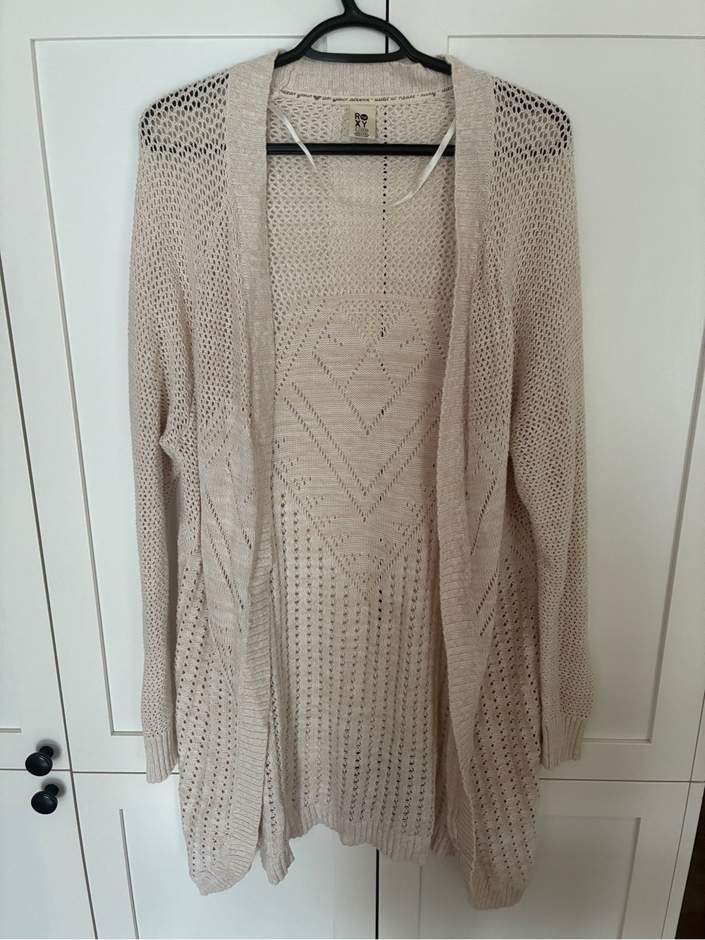 Roxy Open Weave Long Cardigan - Cream